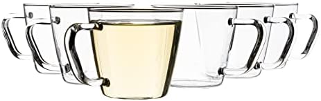 ספל קפה שקוף קטן של סימקס: כוסות תה מזכוכית בורוסיליקט - 7 אונקיות ספלים שקופים לקפה-ספלי זכוכית קפה