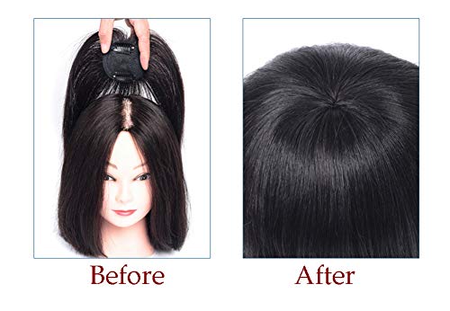 קליפ שיער טבעי טופר לנשים עם קרחת ספוט, 360 עגול בסיס מצח טופר שיער חתיכות פאה, 10 חום כהה