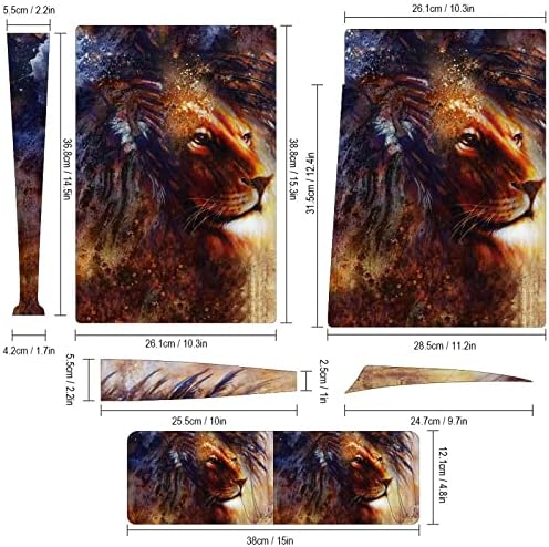 האריה פנים פרופיל דיוקן מלא מגן עור כיסוי עיצוב לעטוף מדבקות מדבקת תואם עם פס5 דיסק גרסת קונסולת ובקר