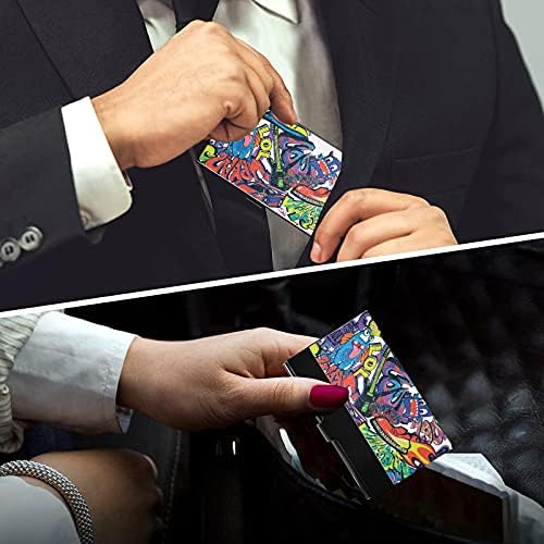 צבעוני מפלצות גרפיטי עסקים כרטיס מחזיק עבור נשים גברים כרטיס ביקור מחזיק מקרה עם עור אשראי כרטיס אישי כרטיס