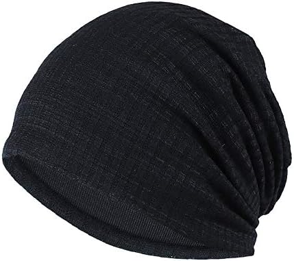 יוניסקס כותנה פסים כפת כובע דק צעיף מוצק ערימות כובע אביב סתיו קיץ / פס שחור / כפי שמוצג