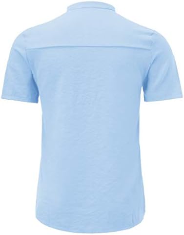חולצות פשתן כותנה של HDDK Mens, חולצות הנלי, שרוול קצר בקיץ חוף חוף קלות כפתור קלות חולצת התאמה רגילה ללא