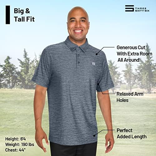 חולצת פולו גדולה וגולף של גברים בגברים - בד מתיחה 4 -כיווני בכושר. פיתול לחות, טכנולוגיה אנטי-אודור,