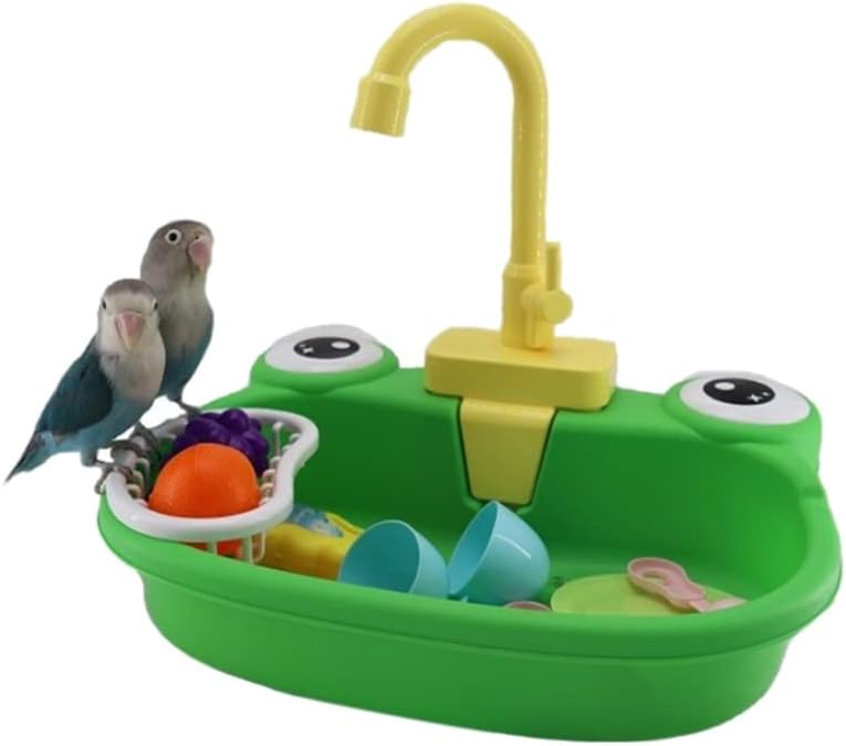 אמבט אמבטיה של ציפורים WXBDD עם ברז מצחיק תוכי חיות מחמד מצחיק כלים לניקוי מקלחת בריכה כילס ילדים בידור צעצועים