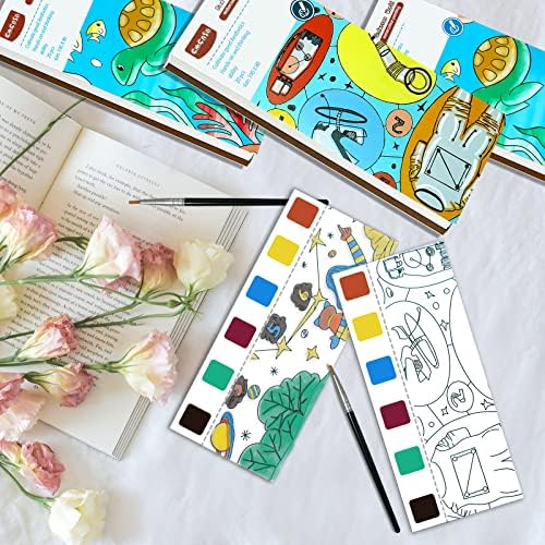 2 PCS ספר ציור צבעי מים, ספר ציור בצבעי מים לילדים, Space Ocean Serie