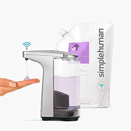 Simplehuman 8 גרם. חיישן נטול מגע מתקן משאבת סבון נוזלי עם דגימת סבון, ניקל מוברש ו 8 גרם. חיישן ללא מגע מתקן