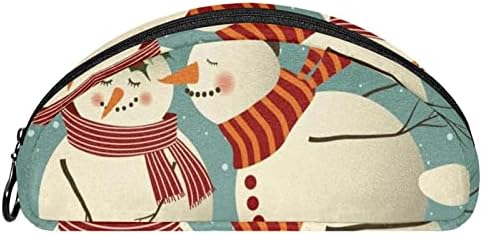 תיקי קוסמטיקה של Tbouobt לנשים, תיקי איפור מארגן תיקי טיול טיול, זוג איש שלג של חג המולד מצויר