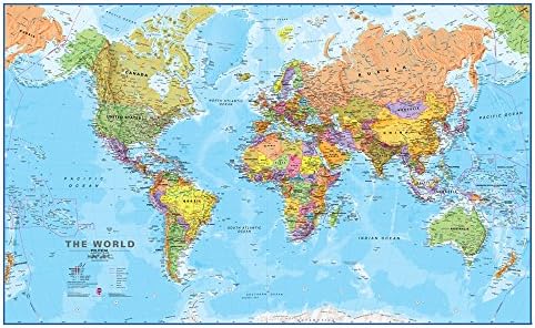 מפות מפת עולם ענקית בינלאומית-מגה-מפה של העולם - 46 איקס 80 - למינציה מלאה
