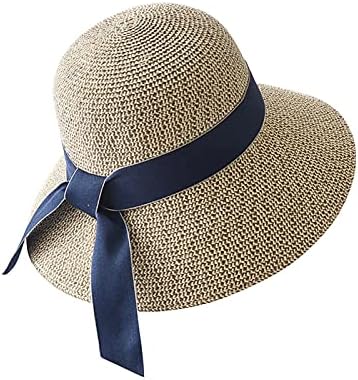כובעי חוף לנשים רחבים שוליים כובע שמש עם כובעי קש קיץ אריזים לנשים לחופשת נשים תקליטון מתקפל.