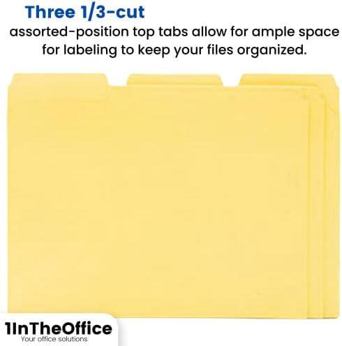 1במשרד צהוב קובץ תיקיית מכתב גודל, צהוב 1/3 לחתוך מגוון כרטיסייה, מחוזק קובץ תיקיות 100 חבילה