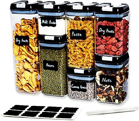 נאיבים אטום מזון אחסון מכולות 7 מחשב שונה נפח סט משלוח פלסטיק מטבח ומזווה ארגון עבור דגנים, חטיפים וסוכר
