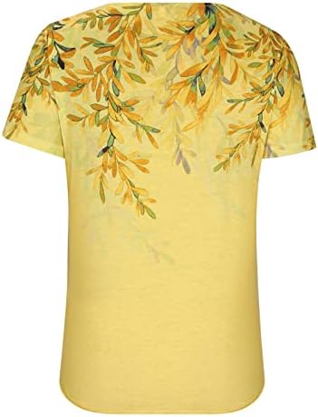 טיקוי קיץ טוניקת חולצות לנשים צוות צוואר קצר שרוול חולצות פרחוני הדפסת אסימטרית מכפלת חולצה 2023 קיץ חולצות