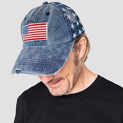 אמריקאי דגל כובע יוניסקס בציר רקמת שטף במצוקה כותנה בייסבול כובע מתכוונן ארהב נהג משאית אבא בייסבול