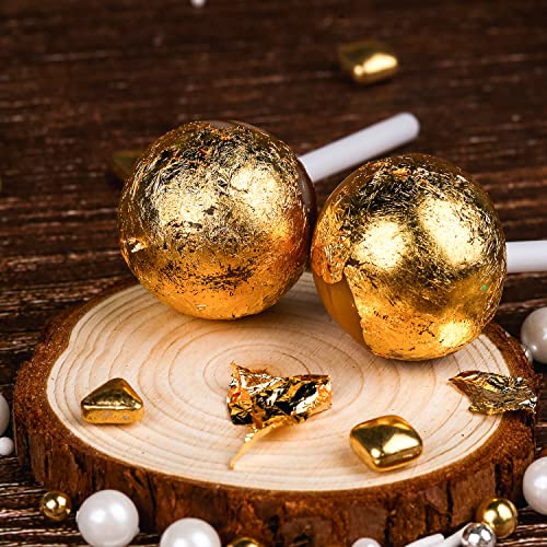 קובייקי 24K פתיתי זהב וכסף אכיל 50 מג X 2 ו- 1.57 '' גיליונות עלים זהב אכילים 10 יחידות לקישוט מזון