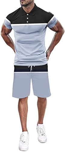 חולצת טי קצרה של שרוול קצר ומכנסיים מכנסיים קצרים קבעו קיץ 2 קטעי תלבושת חליפת אופנה לגברים