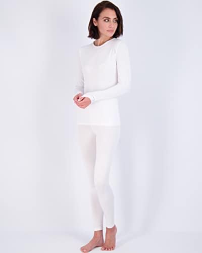 4 חתיכה: סט תחתונים תרמיים של נשים - תחתונים תרמיים לנשים מרופדות צמר צמר עליון ותחתון ג'ונס ארוך