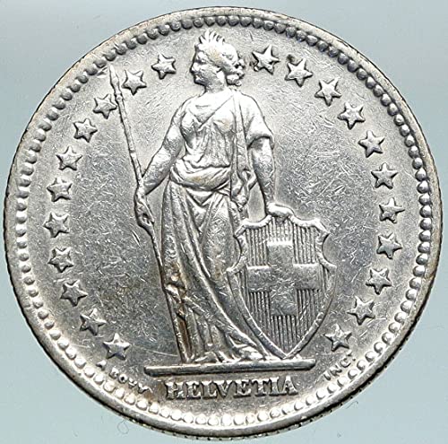 1963 CH 1963 שוויץ - כסף 2 פרנק מטבע Helvetia 2 פרנקים טובים לא מאושרים