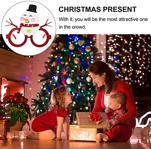 מסגרת משקפי איש שלג לחג המולד, משקפי ראייה נצנצים צעצוע עץ חג המולד קישוטי קישוטי צילום אביזרי