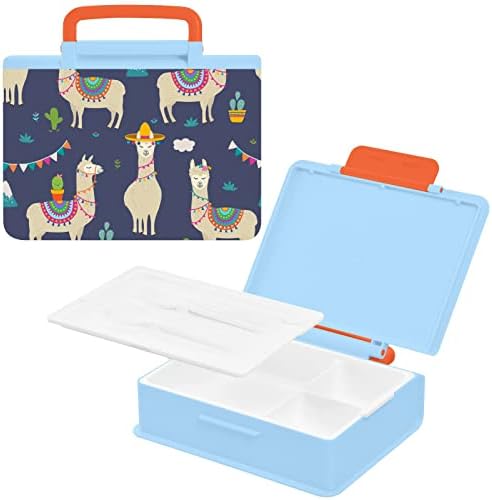 Susiyo CACTUS דפוס כחול קופסת בנטו קופסא קופסת אוכל עם 3 תאים למבוגרים ובני נוער