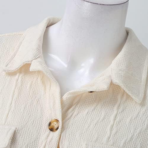 מעילי מעילי סוודר מזדמנים של נשים כפתור על ז'קט חולצות שרוול ארוך עם כיסים ז'קט פליס