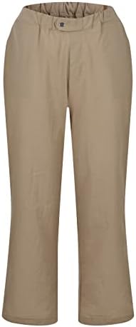 מכנסי פשתן של Grge Beuu לנשים מכנסי מטען בצבע אחיד מכנסיים מותניים אלסטיים מכנסיים מחודדים מזדמנים