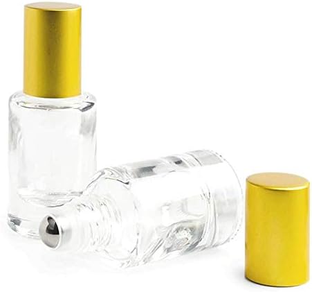 גרנד פרפומים יוקרתיים בקבוקי גלגלת זכוכית יוקרתית, גליל שמן אתרי זכוכית 5 מל 5 מל על בקבוק, זהב, כובעי