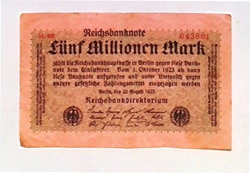 1923 גרמניה היפר אינפלציה קבוצה מלאה של שטרות אותנטיים 1 עד 100 מיליון שטרות סימן
