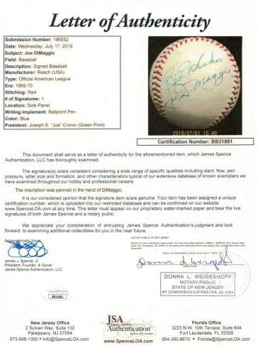 ג'ו דימג'יו היפה יחיד חתום על הליגה האמריקאית של שנות החמישים קרונין בייסבול JSA - כדורי בייסבול חתימה