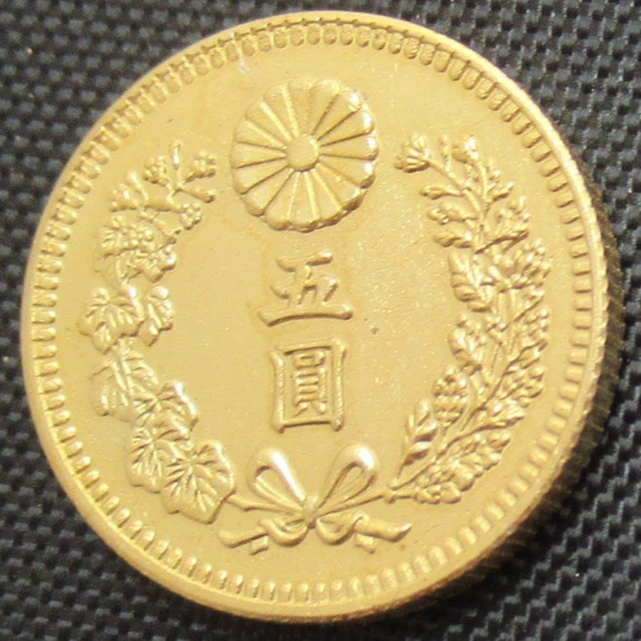 מטבע זהב יפני 5 יואן מייג'י 30 מעתק קטן מצופה זהב מטבע זיכרון