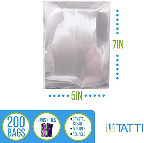 200 צ ' לו צלופן לטפל שקיות 5 * 7 שקיות צלופן פלסטיק לטפל שקיות עם 4 סנטימטרים טוויסט קשרי
