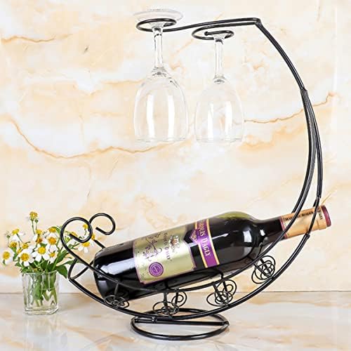 הומיה שולחן שולחן מתכת יין מתלה בקבוק יין מוגבה אנכי משטח יין מארגן תצוגת זכוכית, שולחן אוכל מציע כוסות