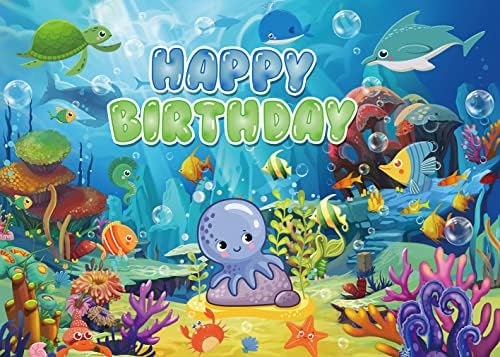 קישוטי יום הולדת מתחת למים מצוירים עם קישוטי יום הולדת בעלי חיים חברים לצילומי מסיבות רקע לילדים