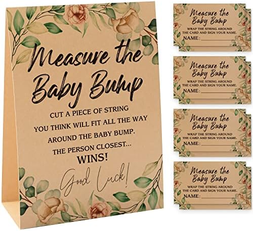 1 למדוד את תינוק בליטה קראפט סימן & מגבר; 50 ניחוש כרטיסי סט, מין ניטראלי תינוק מקלחת, תינוק מקלחות