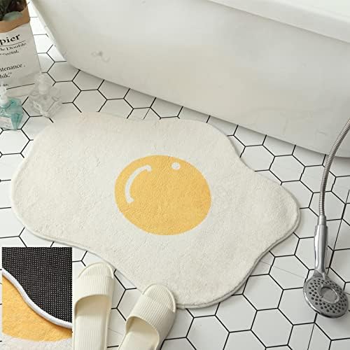 שטיח אמבטיה של Sennager מצויר מצויר נוהר דלת אמבטיה מחצלת כניסה לחדר אמבטיה צהוב זהב ביצה לבנה