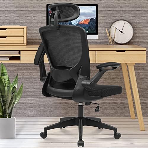 כיסא משרדי ארגונומי, כיסא שולחן רשת לנשימה, כיסא מחשב תמיכה המותני עם משענת ראש וזרועות להעיף