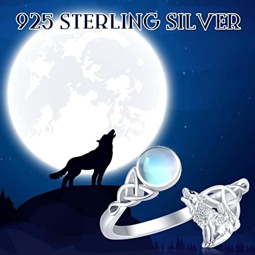 925 סטרלינג כסף זאב מתכוונן טבעת מונסטון אגודל טבעת בעלי החיים פתוח טבעת מיילל זאב תכשיטי מתנה