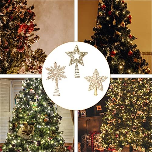 Veemoon 3 PCS עץ חג המולד TOOPPER פתית שלג וקישוט כוכבים לעץ חג המולד חגיגי- כוכב לחג המולד קישוט עץ חג המולד