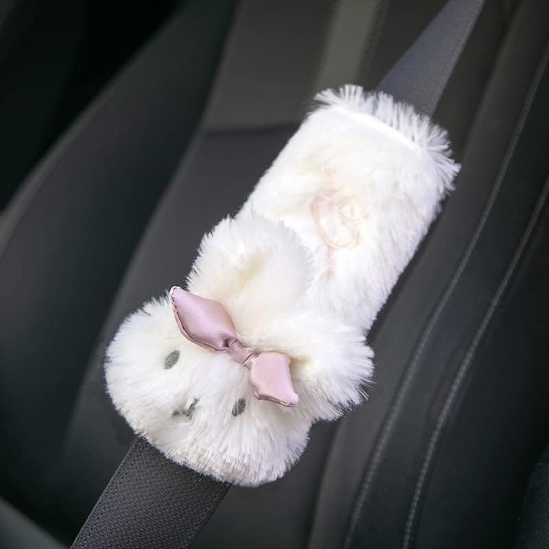 כיסוי חגורת בטיחות ארנב רך, כיסוי רצועת כתפיים חמודה, בטיחות לרכב חייבת להיות, עיצוב בעלי חיים של כרית חגורת