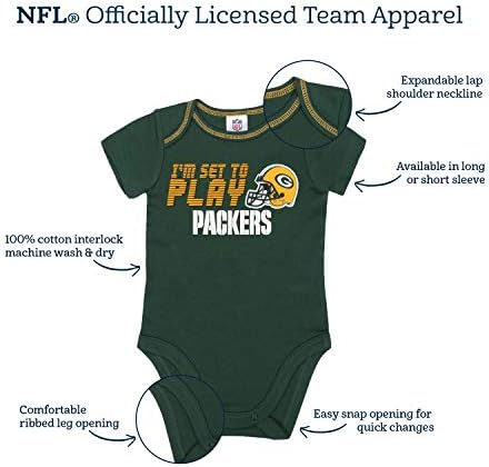 NFL Baby-Girls 3 חבילות בגד גוף שרוול קצר