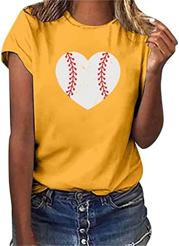 יבש טי חולצות נשים נשים מקרית בייסבול הדפסה קצר שרוולים צוות צוואר רופף חולצת טי חולצה חולצות נשים קומפי