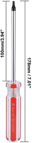 מברג UXCell Torx, T10 אבטחה של בורג כוכב מגנטי עם פיר אבטחה עם פיר 4 CR-V וידית אדומה ברורה