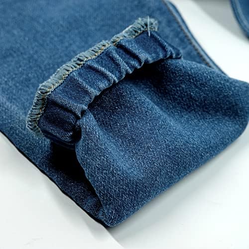 חלל ילדים ג'ינס בנות, ילדה קטנה ומותניים אלסטיים שטופים מכנסי ג'ינס רכים