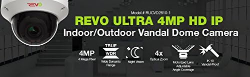 Revo America Ultra 4 מגה -פיקסל ראיית לילה IP מצלמת כיפת מעקב פנימית/חיצונית, לבן