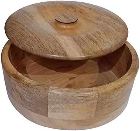 קופסת רוטי צ ' פאטי מעץ סגול: סל בעבודת יד עם מכסה ללחם, תבלינים, גבינה או אגוזים
