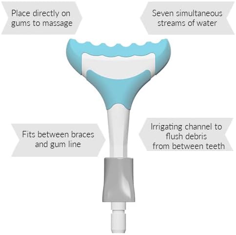 מקלט שיניים השקיה משקיע סוויטה לעיסוי מסטיקים עם 7-זרם, ראשי מברשת שיניים חלופיים ואביזרי קוטב מים אחרים,