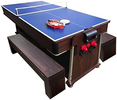 טבלת בריכה 7ft הוקי אוויר מולטי -משחק + טניס שולחן - סטארק עם ספסלים