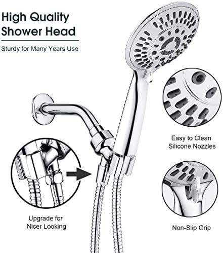 מקלחות בהירות 9 הגדרות ריסוס ראש מקלחת כף יד סט לחץ גבוה בלחץ גבוה ראש מקלחת בעבודת יד עם צינור מקלחת