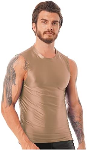 לולודה גברים של מבריק מבריק אימון גופיות כושר שרירים טי פיתוח גוף כושר שרוולים חולצות