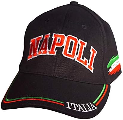 נאפולי שחור כובע בייסבול-כובע איטלקי צבעוני-איטליה אוסף של מוצרי גאווה איטלקית ב פסילובאיטליה