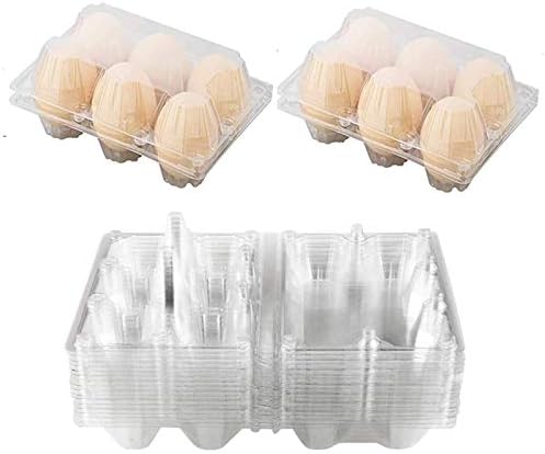 מזל 36 יחידות חבילה ברור פלסטיק ביצת קרטון ידידותית לסביבה ביצת מגש מחזיק, מחזיק 6 ביצים באופן מאובטח,